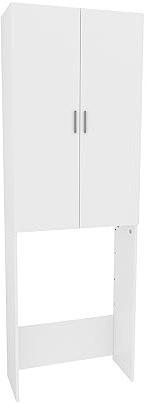 Vicco Meuble de Machine à Laver Martha, Blanc, 64x190cm | avec 2 portes longues, pour le rangement de lessive et d’accessoires de salle de bain