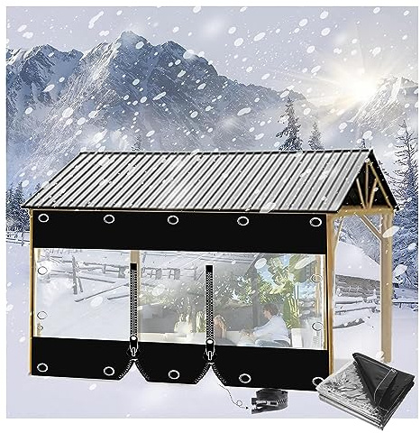 Bâche en PVC avec Fermeture À Glissière, Bâche Transparente Rideau de Porte de Garage,Matériau PVC Imperméable Résistance Au Déchirement pour Gazebo/Rideau/Couloir (Size : H1.5xW1.5m/H4.9xW4.9ft)