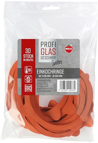 Weck 30er Beutel Gummiringe 94 x 108 mm Ø 100 mm (Gummidichtringe, Einkochgläser) 76135, Orange | 76135, Gummidichtringe, Einkochgläser