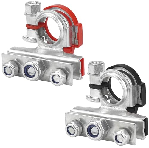 Morsetti Batteria Auto 2 Pezzi Terminali di Batteria Connettori di Batteria Positivo e Negativo 12V Battery Terminal Morsetti, per Auto, Furgoni, Barche, Camper