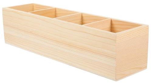 STOBOK Stifthalter Aus Holz Mit Mehreren Gittern Organizer Für Teepakete Holzhalter Stifthalter Mit 3 Fächern Briefhalter Aus Desktop-organizer Besteckhalter Lagerung Bürste Kiefernholz