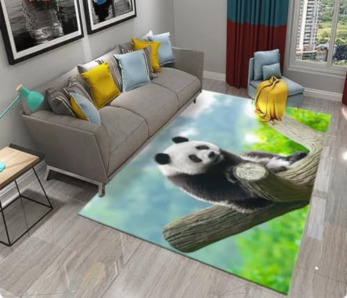 KIESEY Panda Print Bambus Teppich Wohnzimmer Schlafzimmer Türmatte Küche Eingang Dekoration rutschfeste Fußmatte 140x200cm