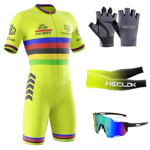 Conjunto de Traje de triatlón de Manga Corta para Hombre，Traje de Ciclismo Acolchado de una Pieza para，Traje de Ciclismo de Secado rápido MTB Mono Racing,Ciclismo, Carrera, natación. (TYP-8,S)