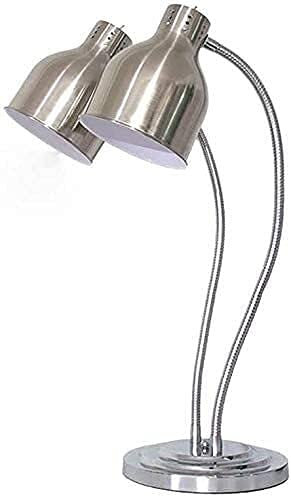 Food Heating Lamp Buffet Food Heating Lamp Buffet Display Heating Preservation Light,Commercial Portable W250 Heat Lamp/Heated Table Style lamp (Silver Double head)