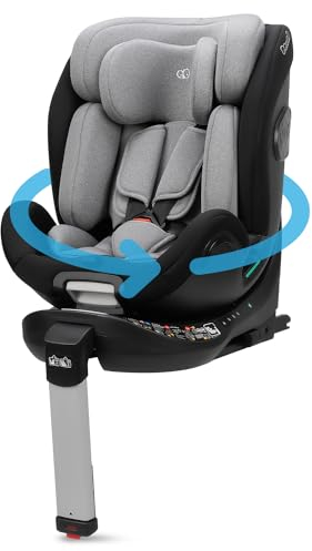 Booboo Safety Barcelona, drehbarer Kindersitz mit Isofix 40-150 cm, Reboarder mit Standfuß, Autositz ab Geburt - Black Grey