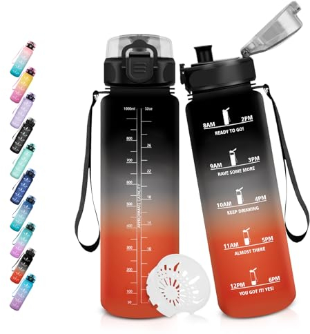 HoneyHolly Borraccia 500ml, Prova di Perdite, Borraccia Bambini, Sportiva Tempo, Borraccia Motivazionale, con Filtro, Bottiglia Acqua, Borraccia per Scuola, Campeggio, Yoga, Ufficio