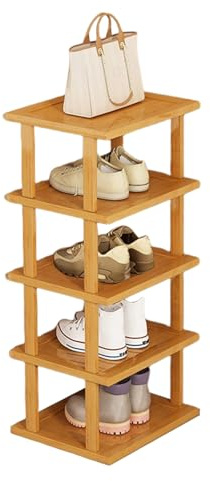 ZHOUBA 5/7/8-stufiges vertikales Schuhregal mit schmalen Einlegeböden. Kleines Schuhregal aus Holz, Werkzeug erforderlich. Freistehendes Schuhregal für Eingangshallen S