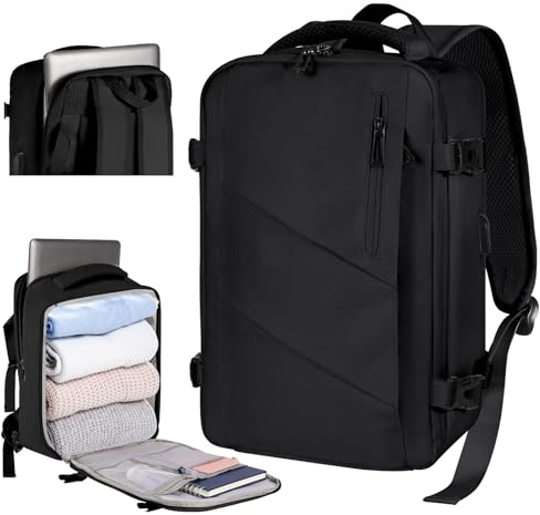 Gluckstar für Ryanair/Eurowings/Wizz Handgepäck 40x20x25 Rucksack Handgepäck Flugzeug, Reiserucksack mit 15 Zoll Laptopfach Tasche, Kabinenrucksack Carry on Luggage Travel Backpack 20L Schwarz