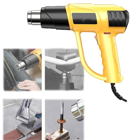 Pistola de calor profesional portátil de 2800 W, pequeña pistola de soldar de plástico industrial con pantalla digital LCD, protección contra sobrecargas y quemaduras, con juego completo de boquillas
