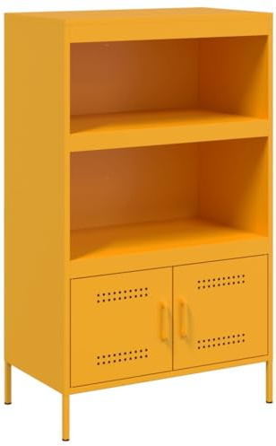 vidaXL Highboard, Sideboard mit Stauraum, Kommode Anrichte für Wohnzimmer, Mehrzweckschrank Beistellschrank Schrank, Industrie-Stil, Senfgelb Stahl