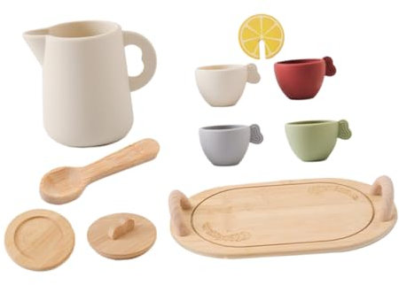 MUSISALY Ensemble De Service À Thé pour Tout-Petits Accessoire Bois Joujou De Théière Miniature pour Garçon Et Filles