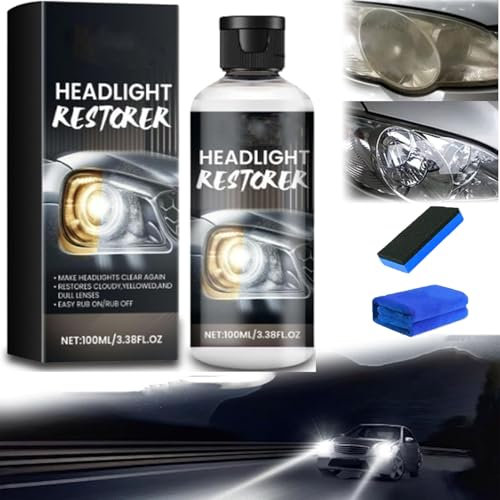 XiChiu Rénovateur de lentille de phare automobile, liquide de réparation de phares de voiture, kit de restauration de phares, élimine le jaunissement et la nuagosité, restaure la clarté et la