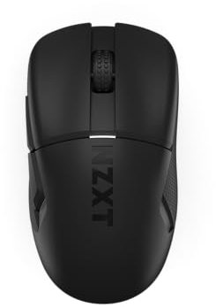 NZXT Lift Elite Wireless Gaming Mouse – Ultra leggero 57 g – 4K/8K Polling Rates, Switch ottici, Sensore ottico 26K DPI – Lunga durata della batteria – Grip laterali in gomma – Nero