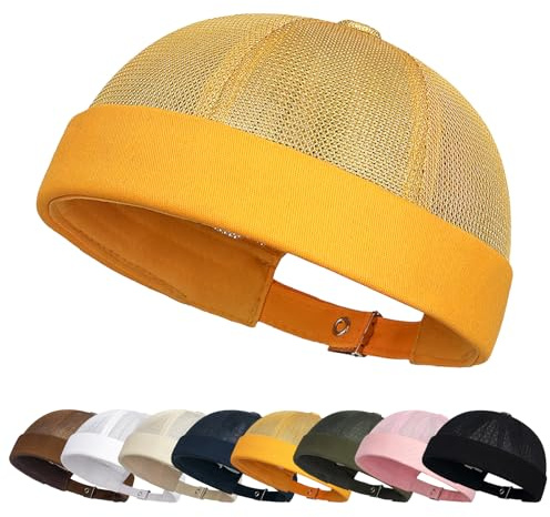 Enwokran Docker Cap Verstellbar Seemannsmütze UV-Schutz Dockermütze Sommer Hafenmütze Fischermütze Unisex Masche Brimless Rolled Cuff Harbour Beanie Mütze