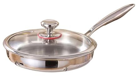 Nzzkoides Edelstahlpfanne, Antihaftbeschichtete Wokpfannen Mit Deckel, Antihaftbeschichtete Edelstahlpfannen, Spülmaschinen- Und Ofenfest, Induktionskochgeschirr-Sets(Size:26CM)