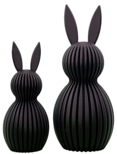 2x Deko-Osterhase aus hochwertigem biokompatiblem Kunststoff - 13,5cm & 10cm - Aufsteller im Frühling & zur Osterdekoration - Hase in modernen Farben - Figuren für Ostern (2X Hase) (Schwarz Matt)