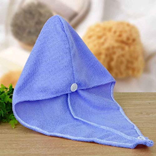 KXQYIKYI Toalla de Pelo seco rápidamente seco Microfibra Solid Turban Accesorios de baño Turbante Superfino Fibra Tapa de baño (Azul)
