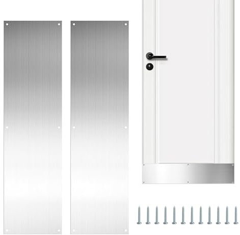 Trittplatten für Außentüren - 304 Edelstahl Aluminium Sockelleiste | 2 Stück Abschlussleiste Küchenleiste Abdeckung Verkleidung Aluminium | Außentür Sockelleiste Tür für Außentüren