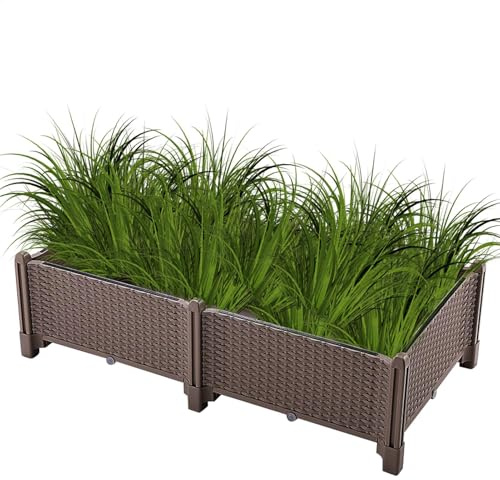 Letto da giardino rialzato, rialzata per aiuola, fioriera rialzata, robusta struttura in legno e metallo, ampia area di coltivazione, facile da montare per giardino, balcone e patio,