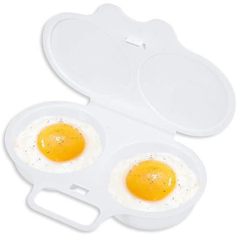 Reusable Poached Egg Maker Microwave Egg Cooker, Double Cups Egg Boiler Breakfast Cookware for Kitchen Gadgets (1 Pcs)