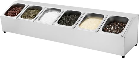 Mqwdxzfes 6-Fach GN Edelstahl Speisenwärmer, Gastro Küchen Behälter mit Deckel & Gummifüßen, Warmhaltebehälter Catering Behälter, Chafing Dish Zutatenbehälter für Küche Pizza Buffet Cocktail