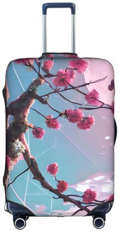 XZDZWK Kofferhülle mit kleinen, rosa Blumen, kratzfest und staubdicht, mit personalisiertem Design, für Reisen, Business und Outdoor, weiß, XL