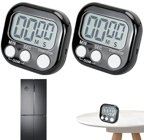 Magnetic Kitchen Timer 2Pack Digital Countdown Timer for CookingBaking Strong Magnet Easy to Use Loud Alarm Compact Kitchen Timer for Home Classroom Office Meal Prep