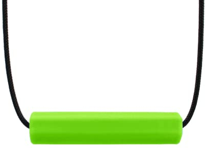 ARK® Kauhalskette Tube in verschiedenen Stärken mit einstellbarer Abreißleine und ATC Pflegeanleitung - Sensory Halskette, Beißblock, Kauen, Zahnen, Autismus fest grün
