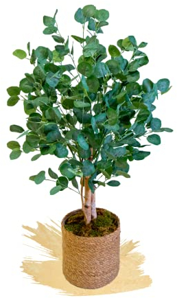 Maia Shop 105 cm Artificial Eucalyptus for Home and Office Decoration, Tree, Hyper-realistic Decorative Artificial Plant with Natural Trunk