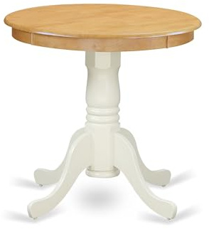 East West Furniture EMT-OLW-TP Eden Dining Room Table - a Round kitchen Table Top with Pedestal Base, 30x30 Inch, Oak & Linen White