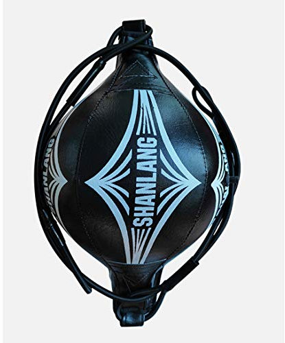 Hängende Boxing, Boxen Doppelendball, Boxbirne Set Leder Boxing Ball Boxing Punch Bag Geschwindigkeit Dodge Ball Speed Bag Lochkugel für Fitnessstudio MMA Training Boxen Punchingbälle,Schwarz