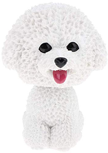 Inzopo Niedliche Wackelkopf-Hunde für Autos Armaturenbretter Auto Mini Tierfiguren Home Office Desktop Dekoration - Bichon Frisé Bichon Frisé
