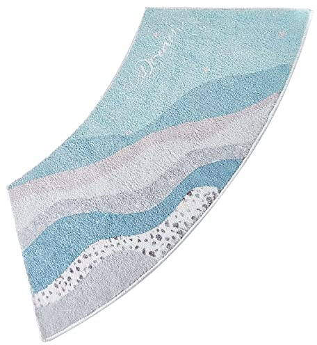 Badematte Halbrund, Anti-Rutsch Badezimmer Teppich Badteppich Eckdusche Quadrant Gebogener Badteppich, Lammwolle, Waschbar, Für Dusche Oder Badewanne, 45 * 100CM