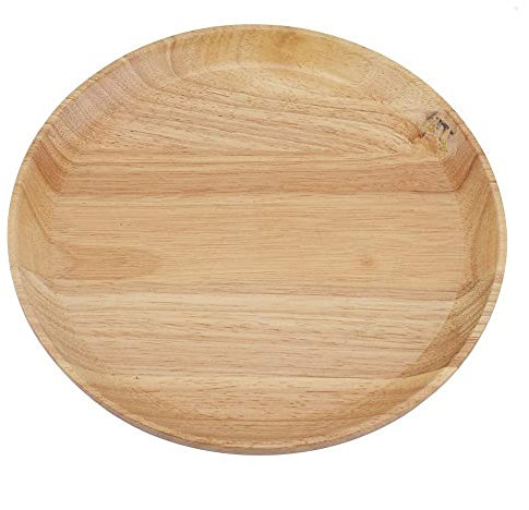 YRHH Bandeja De Madera Redonda para Servir, Plato De Fruta De Pizza De Desayuno para Restaurante Casero-10.63in
