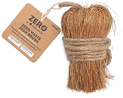 Full Circle Zero Waste Spülbürste-100% pflanzliche Schrubbbürste zum Reinigen von Geschirr-biologisch abbaubar & kompostierbar, braun
