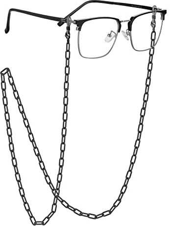 EPIRORA Brillenkette für Damen und Herren – Sonnenbrillenband, Gesichtsmaskenhalter, Schlüsselband, Büroklammer, Halskette, Anti-Verlust-Schnur für Brillenhalter, #4-schwarz, 38