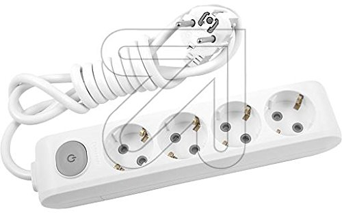 Ciabatta multipresa con supporto da parete certificato VDE (4 posizioni; 1,5 metri; interruttore, bianco)