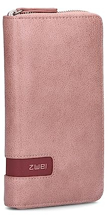 Zwei große Damen Geldbörse M.Wallet MW2 Portemonnaie aus weichem Kunstleder, Geldbeutel mit umlaufendem Reißverschluss, 15 Kartenfächern, 2 Scheinfächern, Münzfach & Sichtfach (Blush)