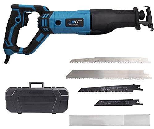 Bone Meat Saw Butcher, Multifunction 1050W Reciprocating Saw for Metal, Wood, Steel, PVC Pipe, Frozen Meat, 180° Body + Multi-Speed Speed Regulation, Reciprocating Stroke: 30MM(Color:Blue)