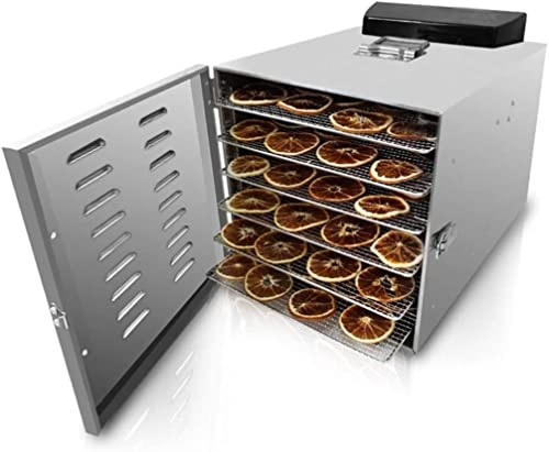 Essiccatore per alimenti in acciaio inossidabile, essiccatore per uso domestico a 6 strati da 360 W, controllo della temperatura 30 ~ 90 °C, adatto per la lavorazione fresca di frutta, tè ai fiori