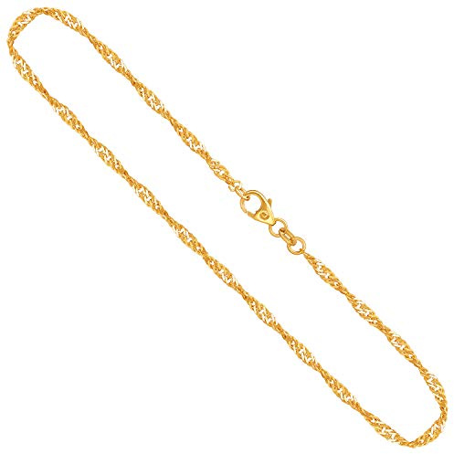 EDELIND Goldkette Damen Herren Echt Gold 2.4 mm, Singapurkette 750 aus Gelbgold, Kette Gold mit Stempel, Halskette mit Karabinerverschluss, Länge 50 cm, Gewicht ca. 5.7 g, Made in Germany