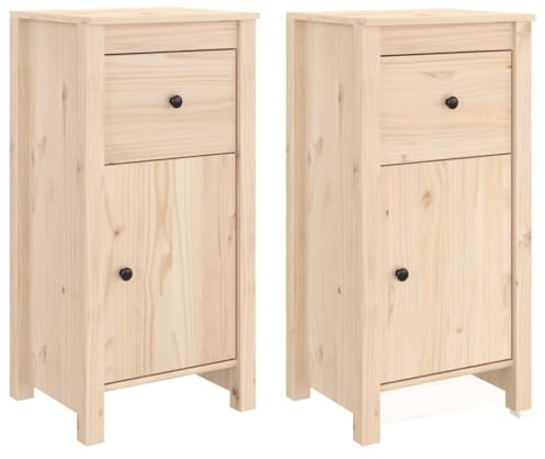 vidaXL 2X Sideboard Schrank Anrichte Beistellschrank Kommode Mehrzweckschrank Standschrank Wohnzimmerschrank 40x35x80cm Massivholz Kiefer