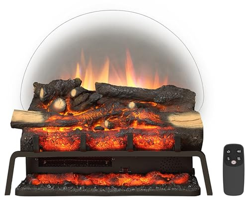 BALDERIA cheminée électrique Lily | Insert de cheminée avec Effet Flamme 3D, Chauffage 2000W, éclairage LED | Cheminée électrique avec télécommande Thermostat minuterie | Noir, bûches en Bouleau Noir