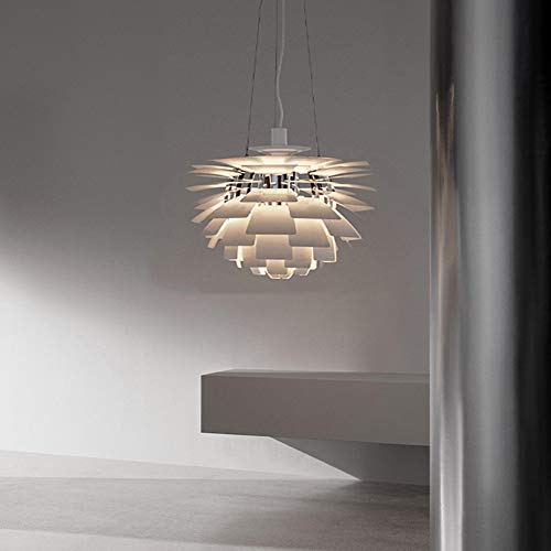 Kreativer Mode-tannenzapfen-Kronleuchter,Moderner Minimalistischer Kronleuchter,Wohnzimmerlampe,Studie Lampe,Bar Lampe,Schlafzimmer Kronleuchter-Äußere weiße innere chromfarbe 48 * 50cm