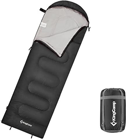KingCamp Decken Schlafsack Oasis 250 Sommer Camping Outdoor 2,2m Lang&Breit -3°C Black - Zipper R