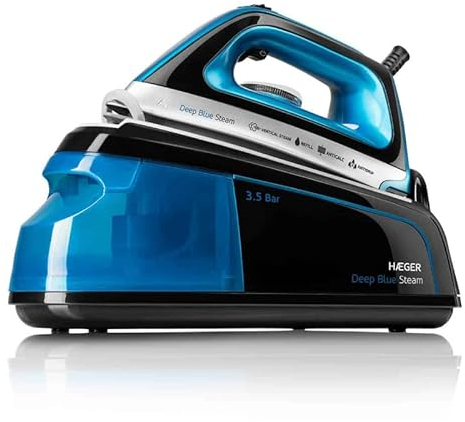 HAEGER Centro de planchado White Steam - 2200W, 3,5 bar, Vapor 80 g/min, caldera plancha (Blue)