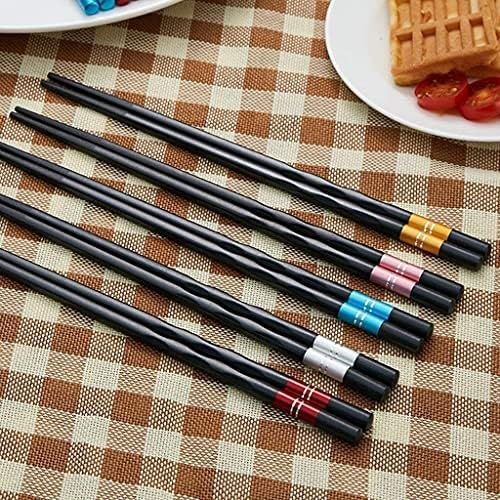 palillos chinos reutilizables chopsticks Palillos, regalo de palillos coreanos negros, 5 pares de palillos japoneses de fibra de vidrio reutilizables,(Color:1,Size:)