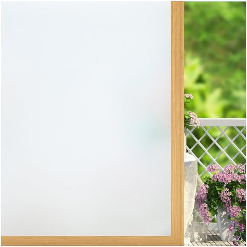 Fensterfolie Blickdicht Sichtschutzfolie Milchglasfolie Selbstklebend,UV-Schutz Statisch haftende Folie für Zuhause Büro(Weiß Matt,60×200cm)