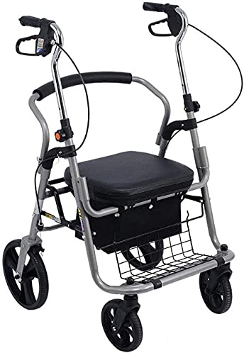 Rullator lätt vikbar justerbar aluminium, vagn, gammal shoppingskoter vikning, fyrhjulig livsmedel shoppingvagn längtar efter