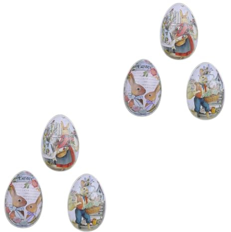 SOLUSTRE 2sets Easter Tinplate Candy Jars Easter Egg Theme Decorative Storage 3pcs*2 Random Style